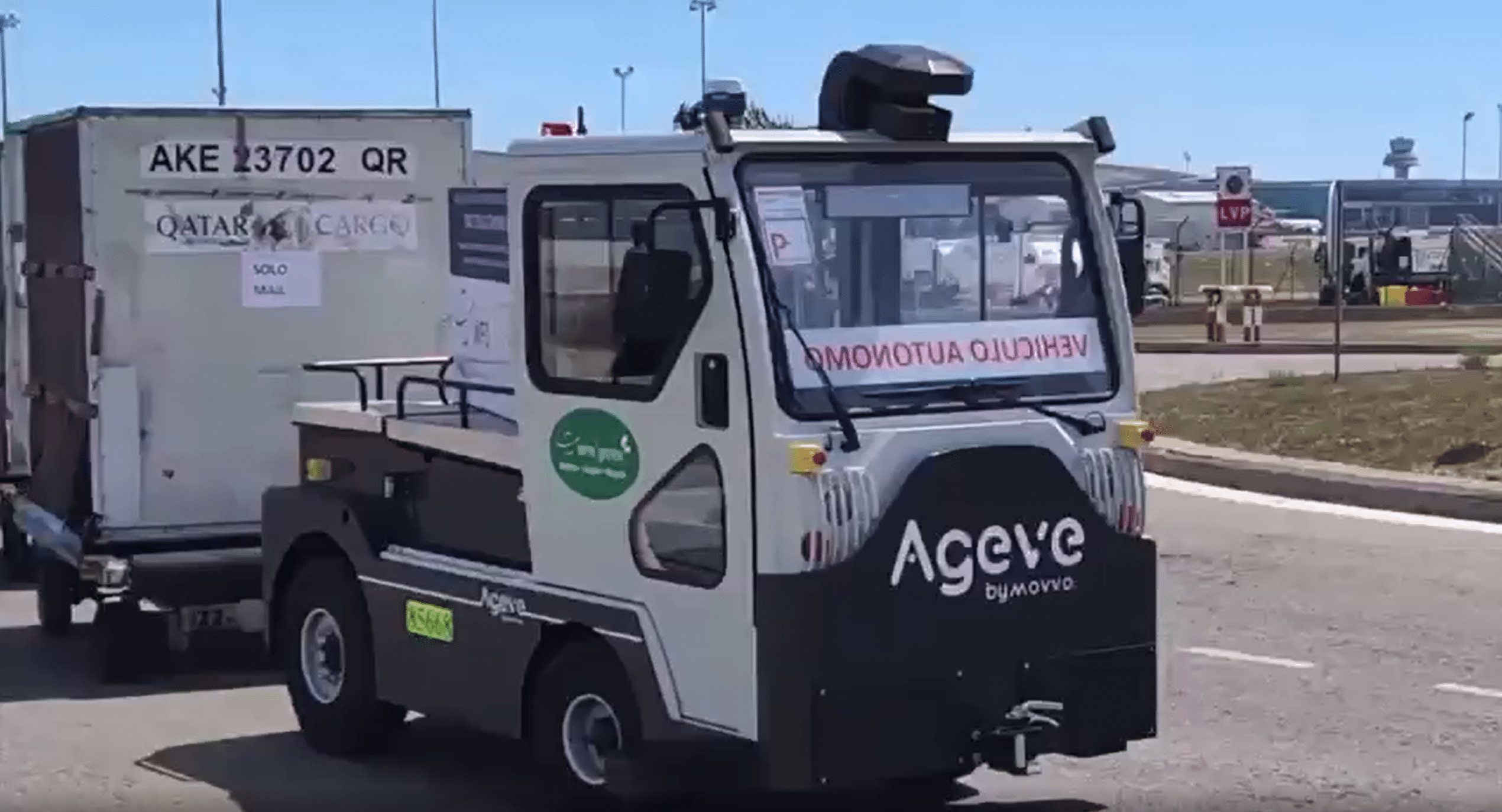 An automated vehicle working outside at Barcelona Airport