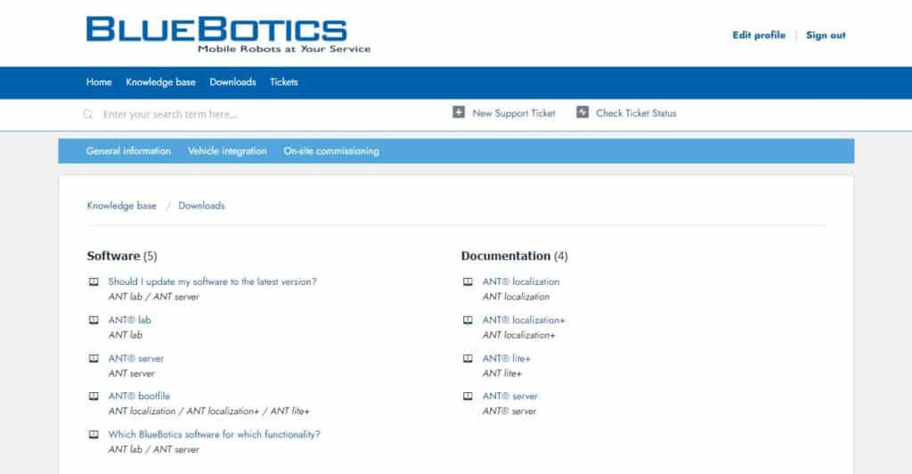 BlueBotics support portal