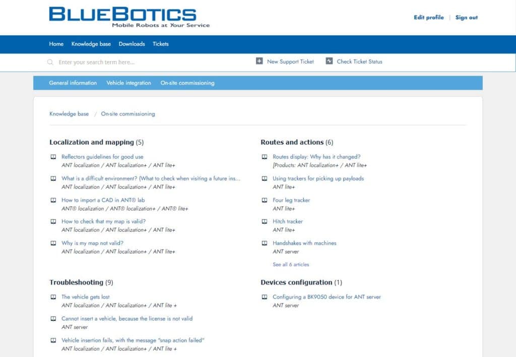 BlueBotics支援平台