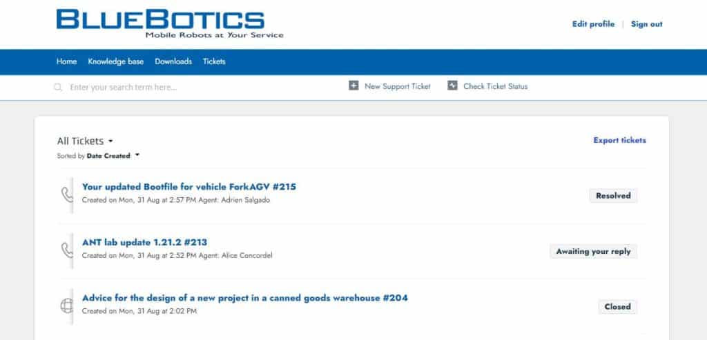 BlueBotics Support Portal