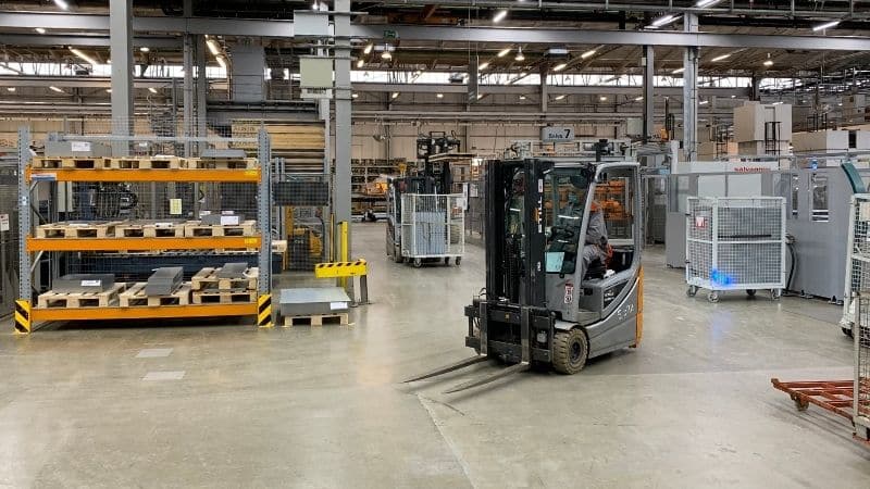 Forklift tracking system installed in a warehouse