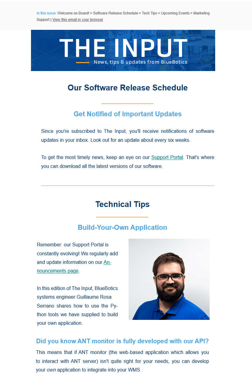 The Input technical email preview